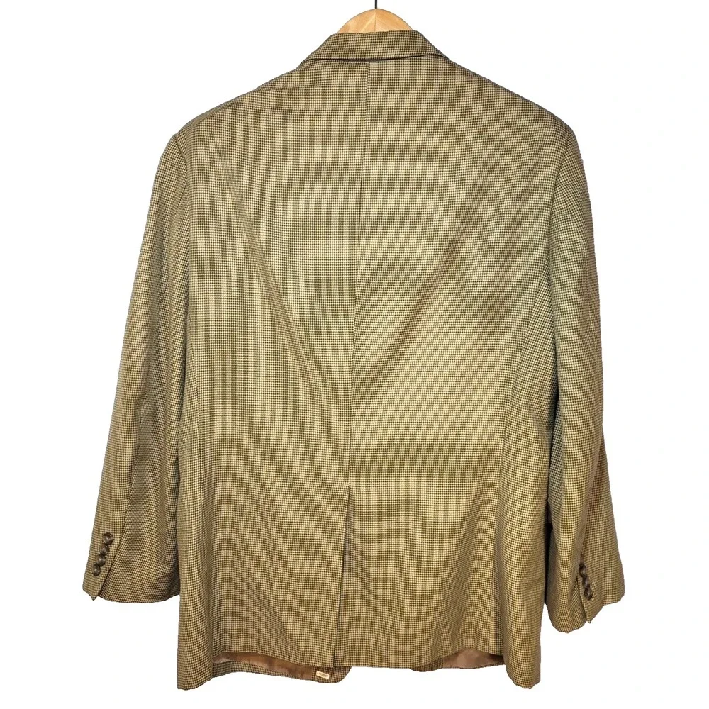 Chaps Tan/Brown Houndstooth Soft Single‎ Breasted 2 Button Front Blazer Size 42R